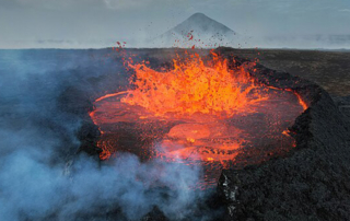 Volcano Eruption of Litli Hrutur in Iceland