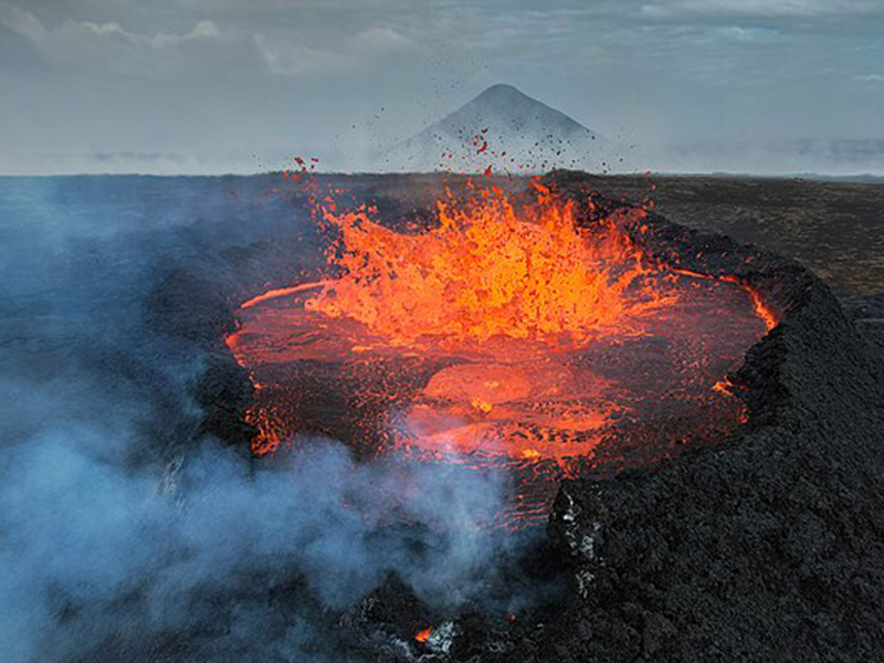 Volcano Eruption of Litli Hrutur in Iceland