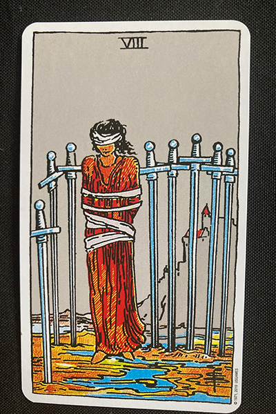 8_of_Swords_lola_wilcox Ryder Waite Tarot of 8 Swords